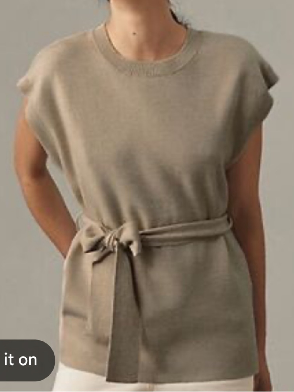 Maeve Anthropologie cream beige sweater tie top blouse size S